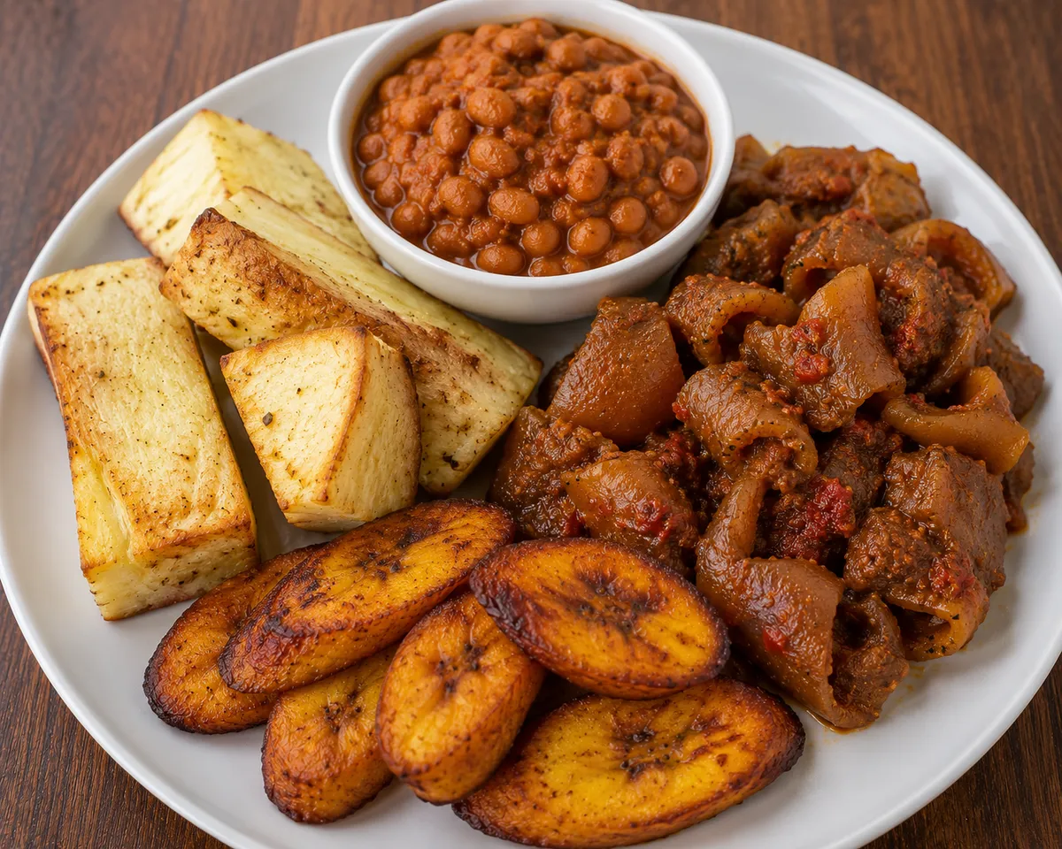 Madam Cynthia Roasted yams, plantains and Beans food or storefront