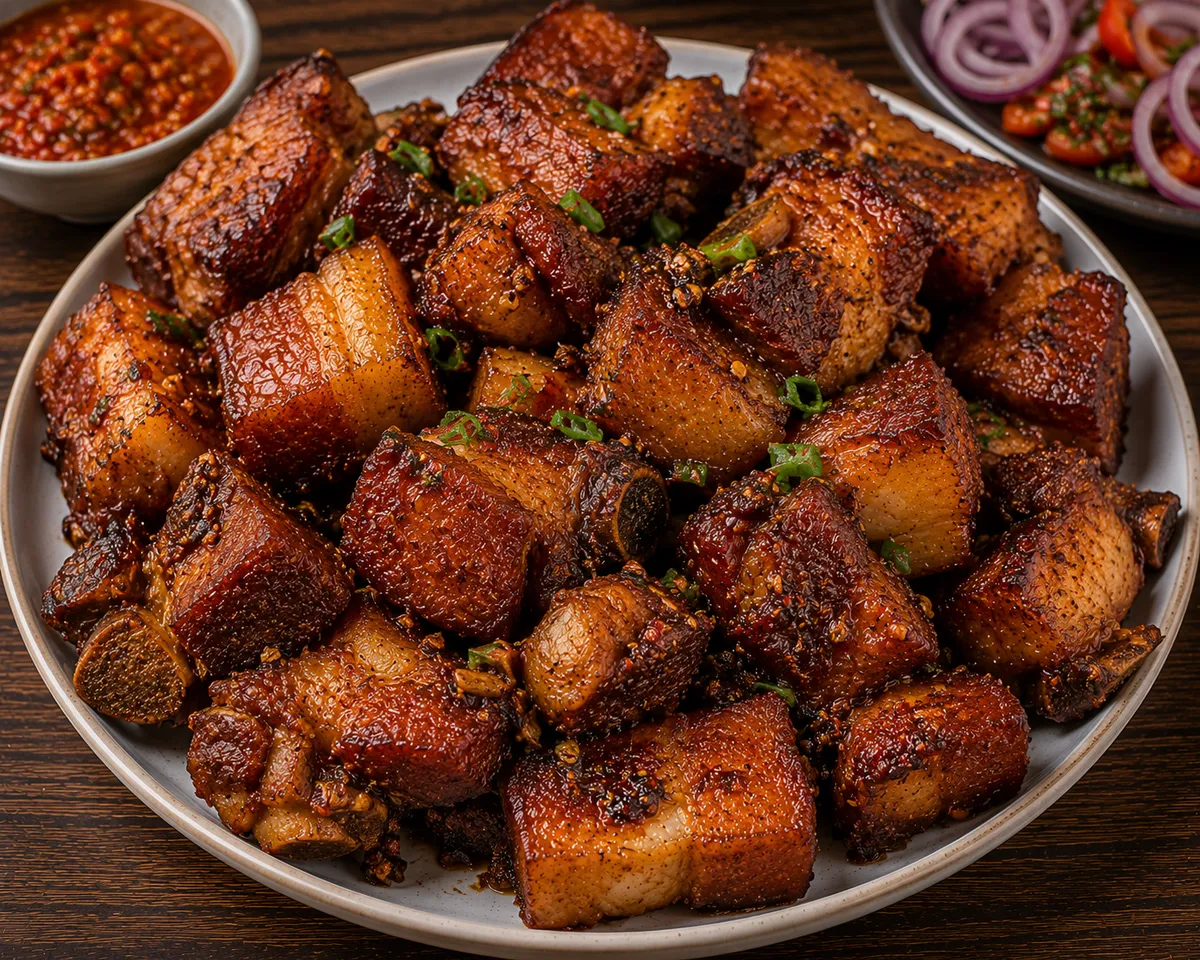 Queen pork meat food or storefront